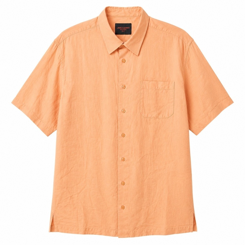 LINEA UOMO Modern Fit Linen Blend S/S Button-Up Shirt Sz 2XLT Orange Peach Beach